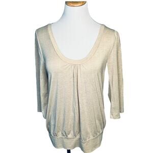 Old Navy Shirt Scoop Neck Gold Shimmer 3/4 Sleeve Blouse M